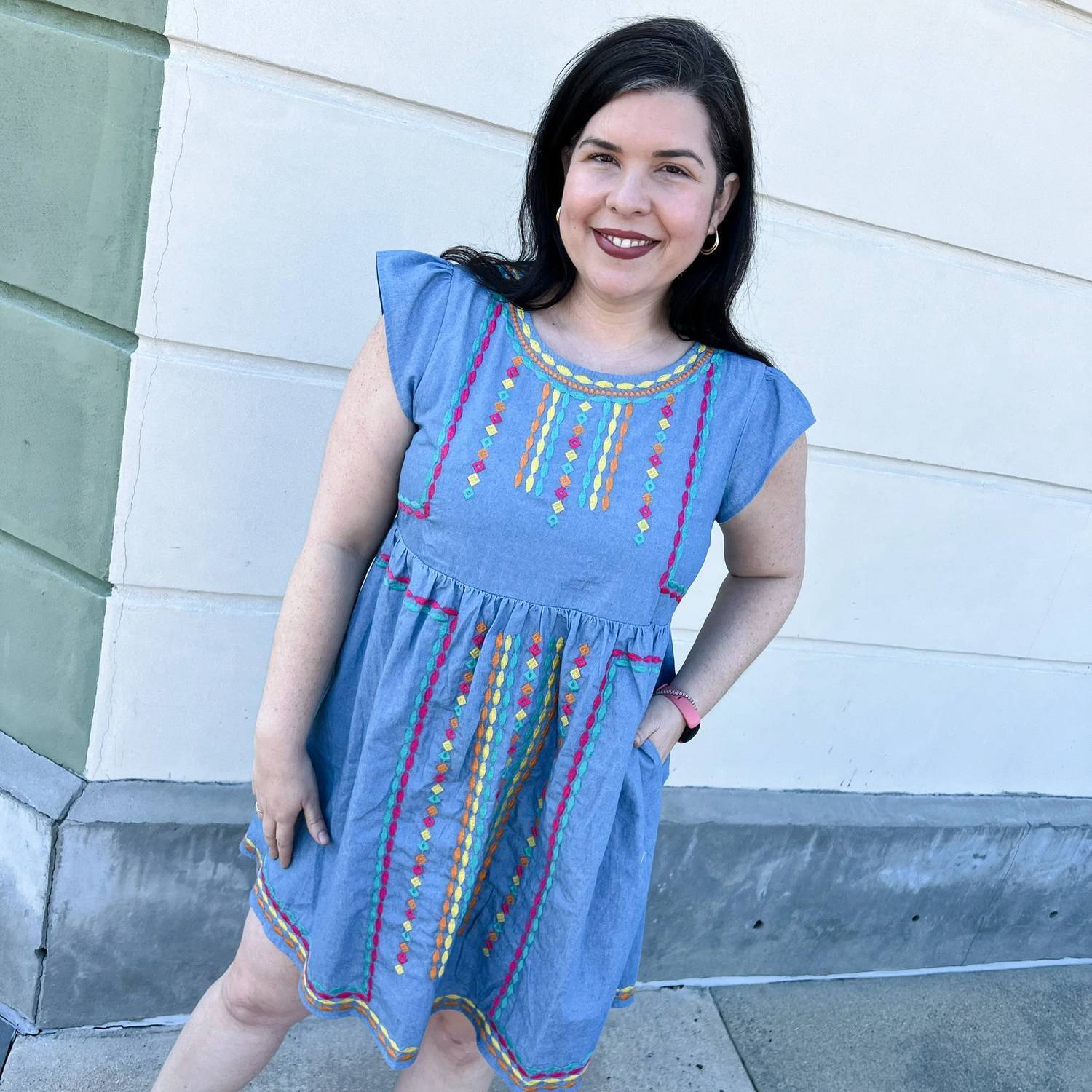 New Andree By Unit Denim Babydoll Dress In Blue